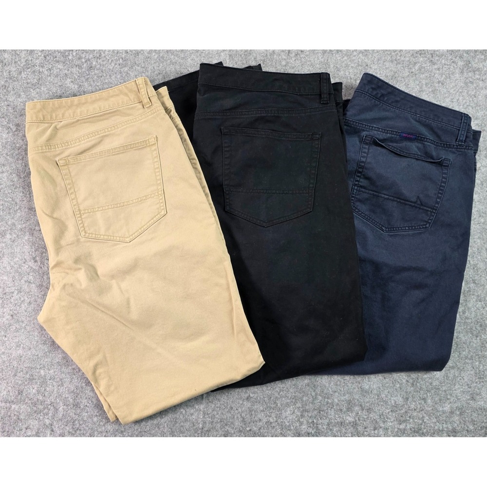 LOT of 3 UNTUCKit Chino Pants Men 38x32* Straight Cotton Chino Black Blue Beige